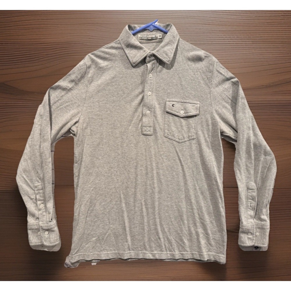 CRIQUET Mens Golf Polo Shirt Sz M Medium Gray Long Sleeve Casual Preppy Work